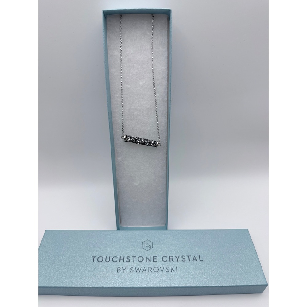 Touchstone Crystal by Swarovski Pipette Necklace Silver Tone Sparkle
